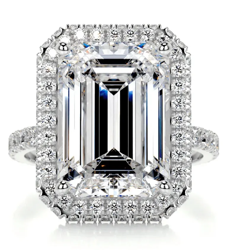 Invisible halo radiant moissanite ring