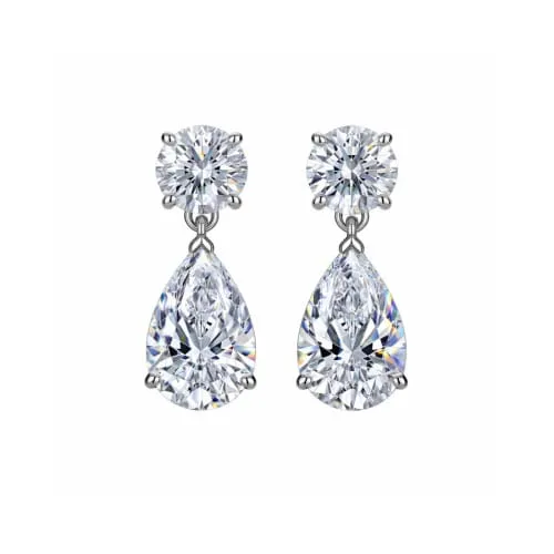 Pear Drop Silver Danglers view 1