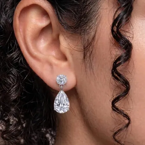 Pear Drop Silver Danglers view 2