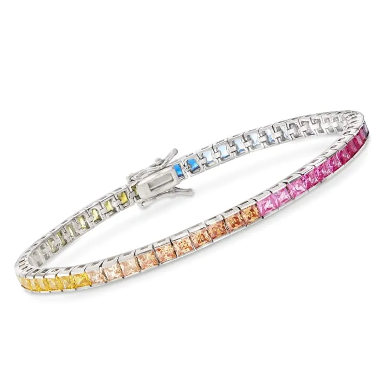 Pink sapphire and Moissanite bracelet view 1