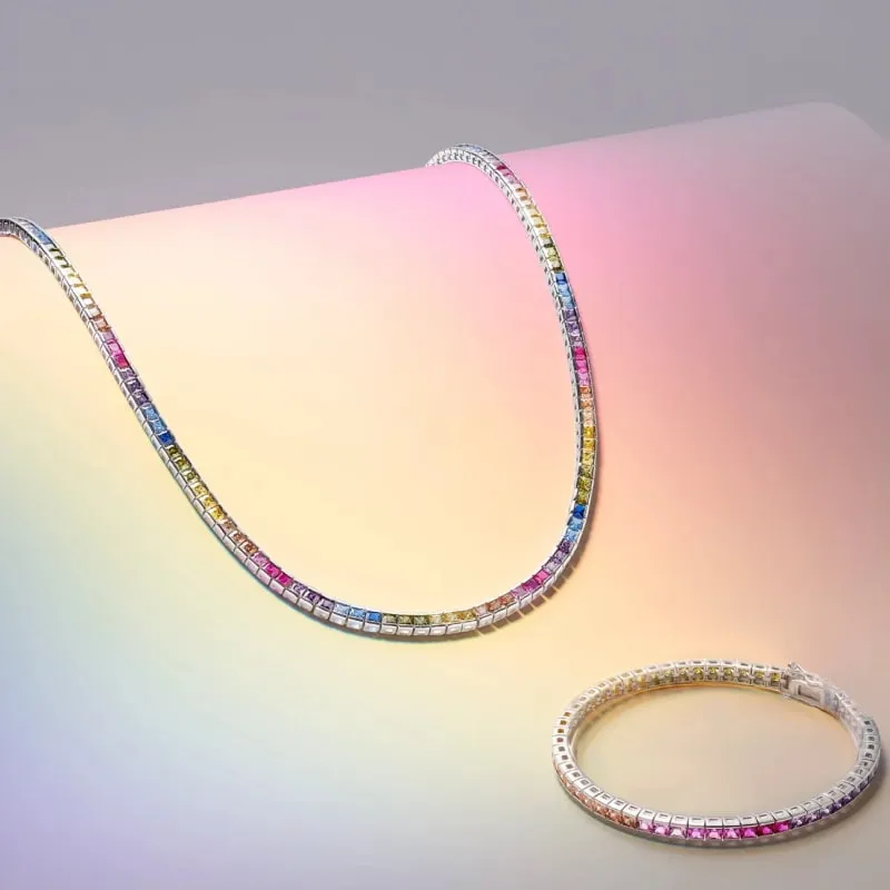 Pink sapphire and Moissanite bracelet view 2