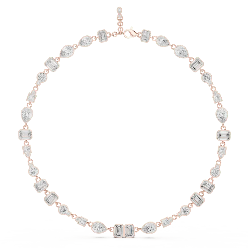 Emerald Pear Princess Round Moissanite Necklace view 1