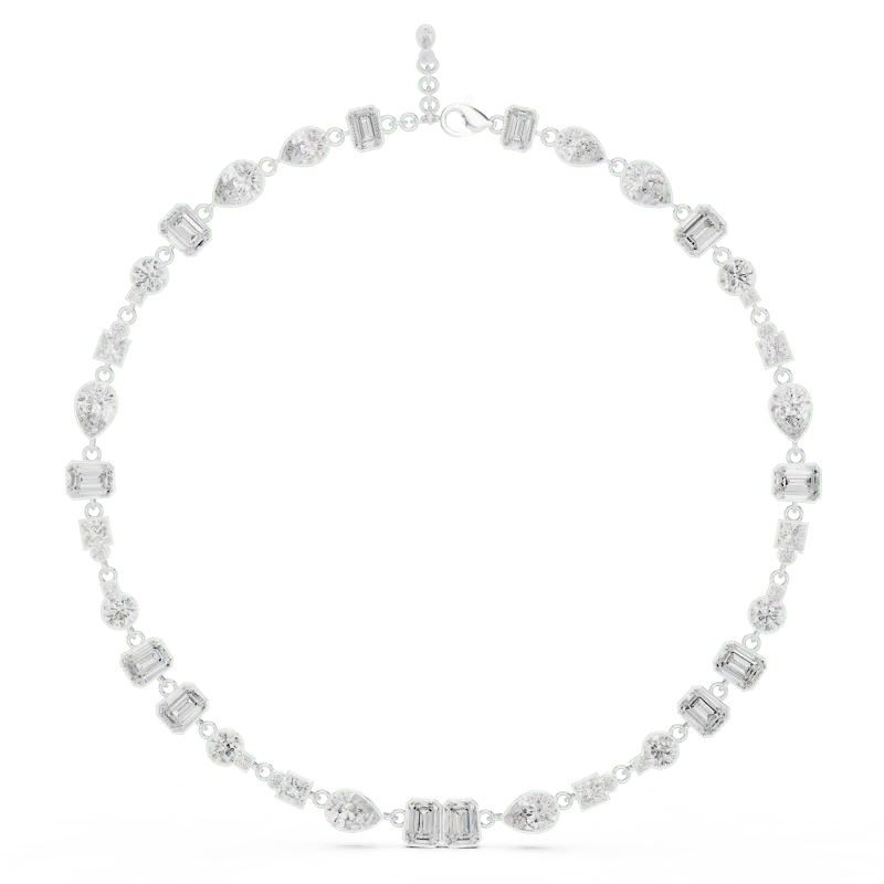 Emerald Pear Princess Round Moissanite Necklace view 3