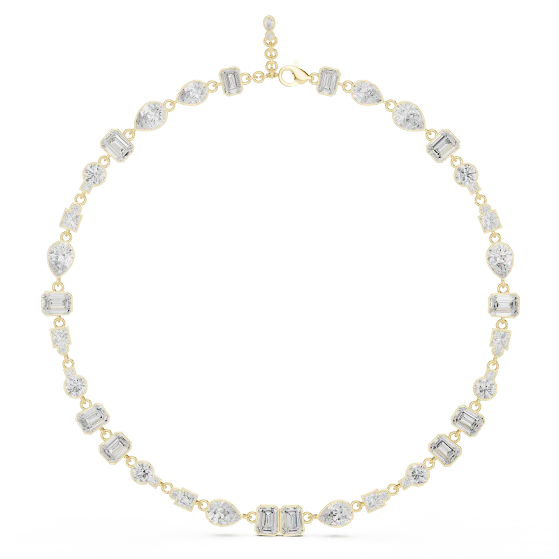 Emerald Pear Princess Round Moissanite Necklace view 4