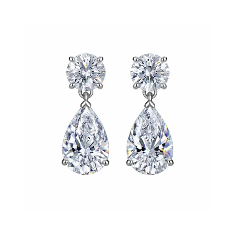 Pear Drop Silver Danglers view 1