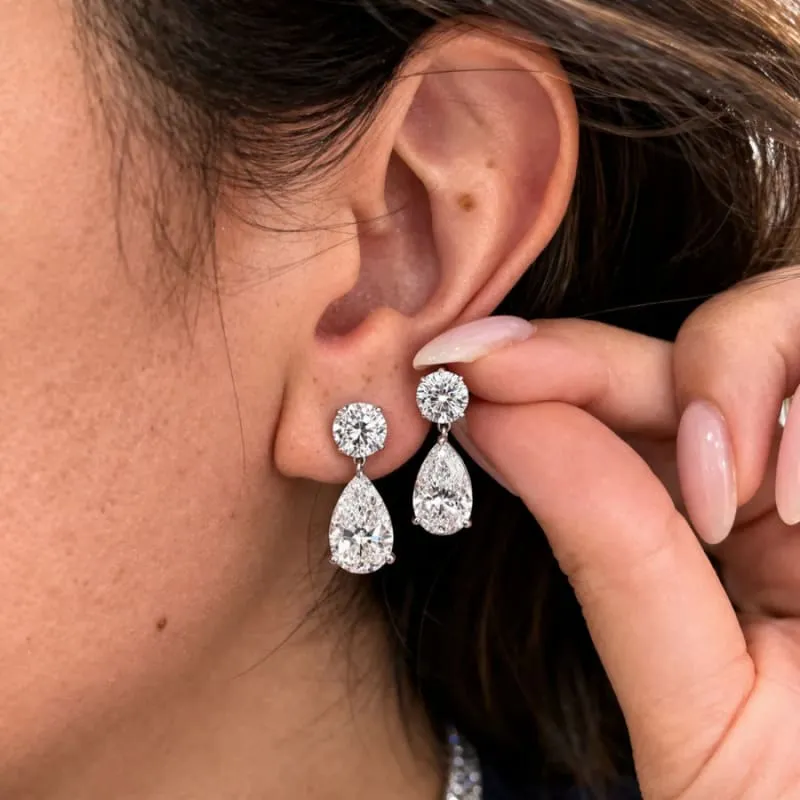 Pear Drop Silver Danglers view 3